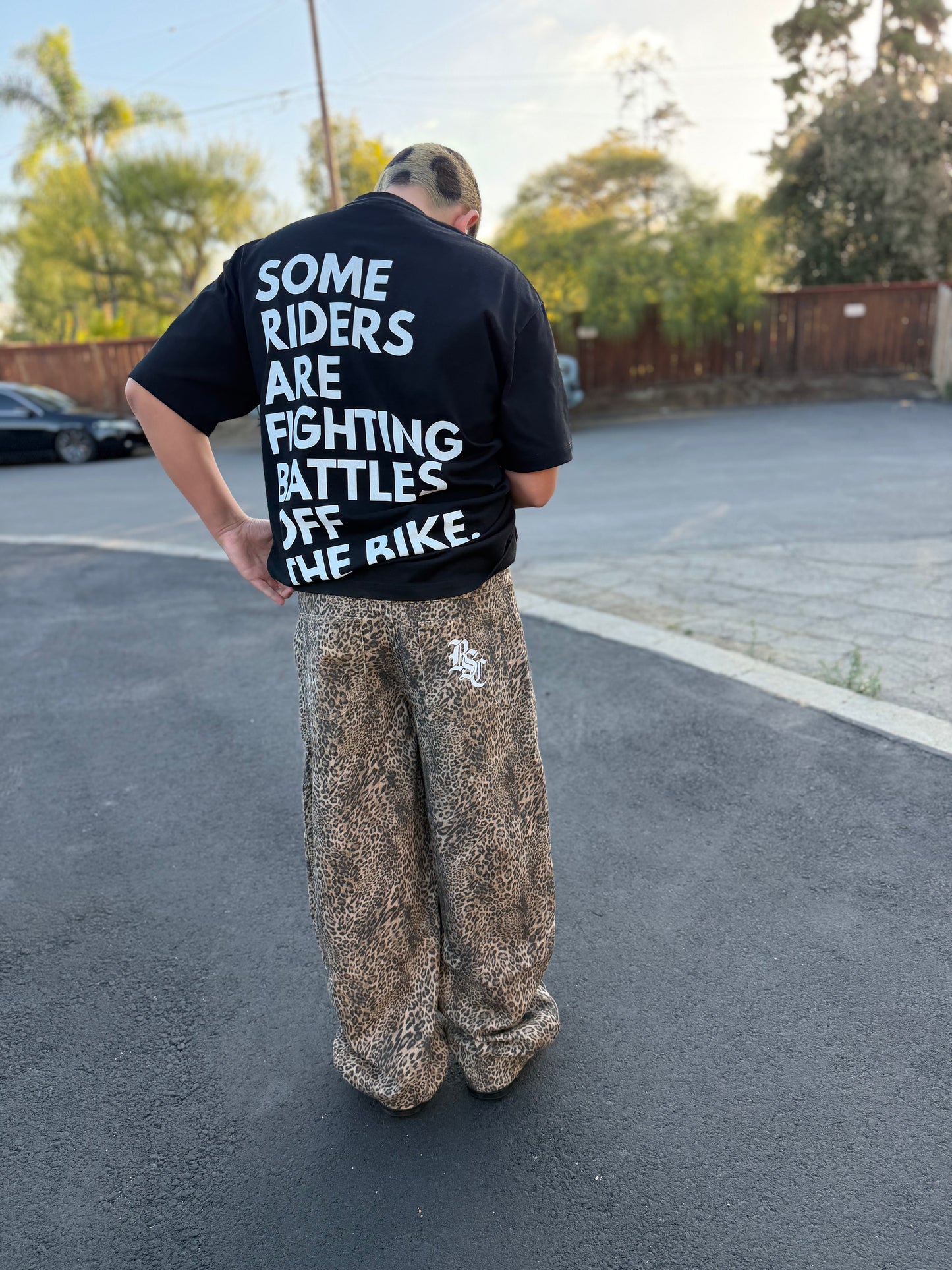 BSC Vintage Wash Leopard Wide Leg Jeans