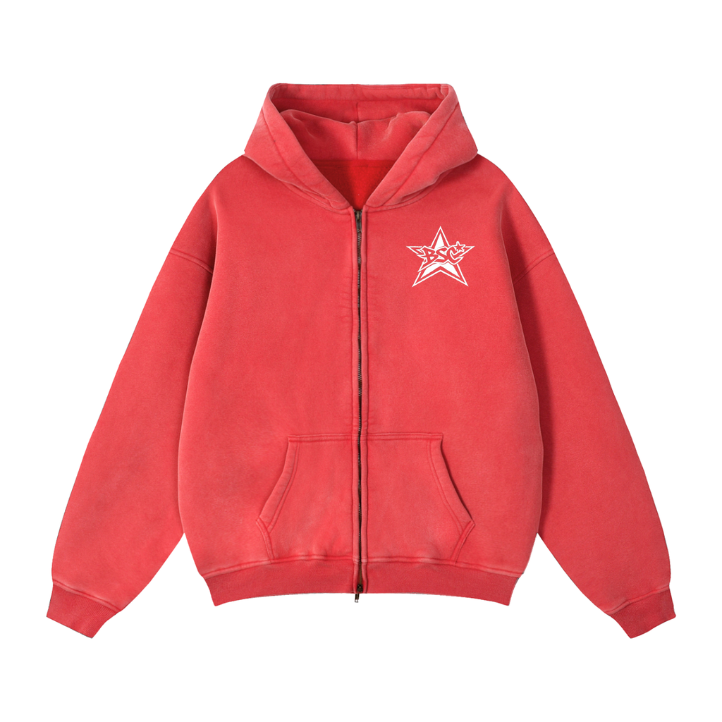 Red Star Zip boxy Hoodie